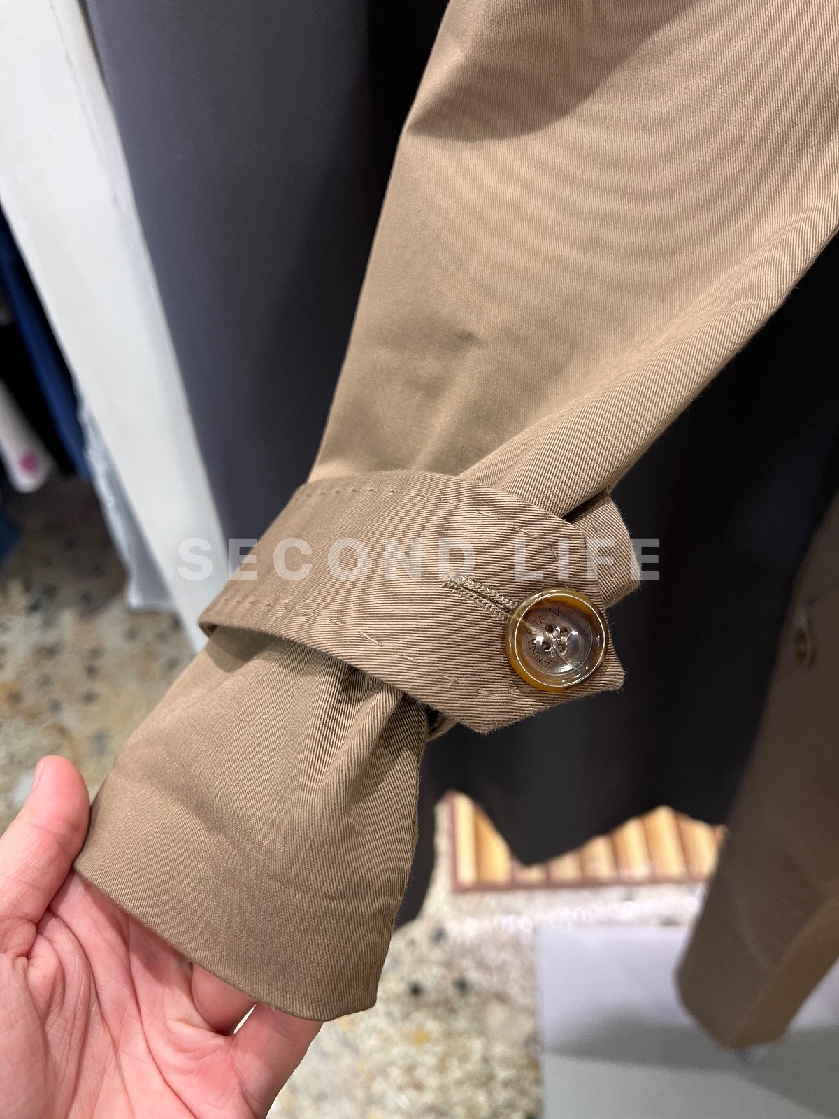 Tailleur AnnaRita N in cotone beige come nuovo, foto 5