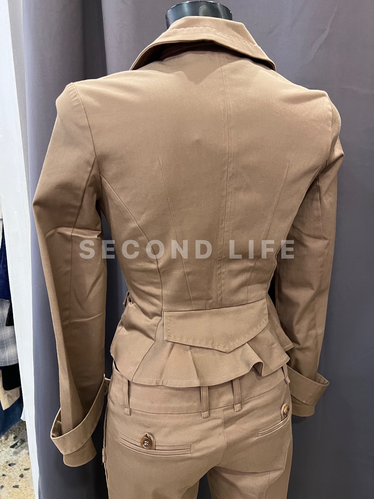 Tailleur AnnaRita N in cotone beige come nuovo, foto 6