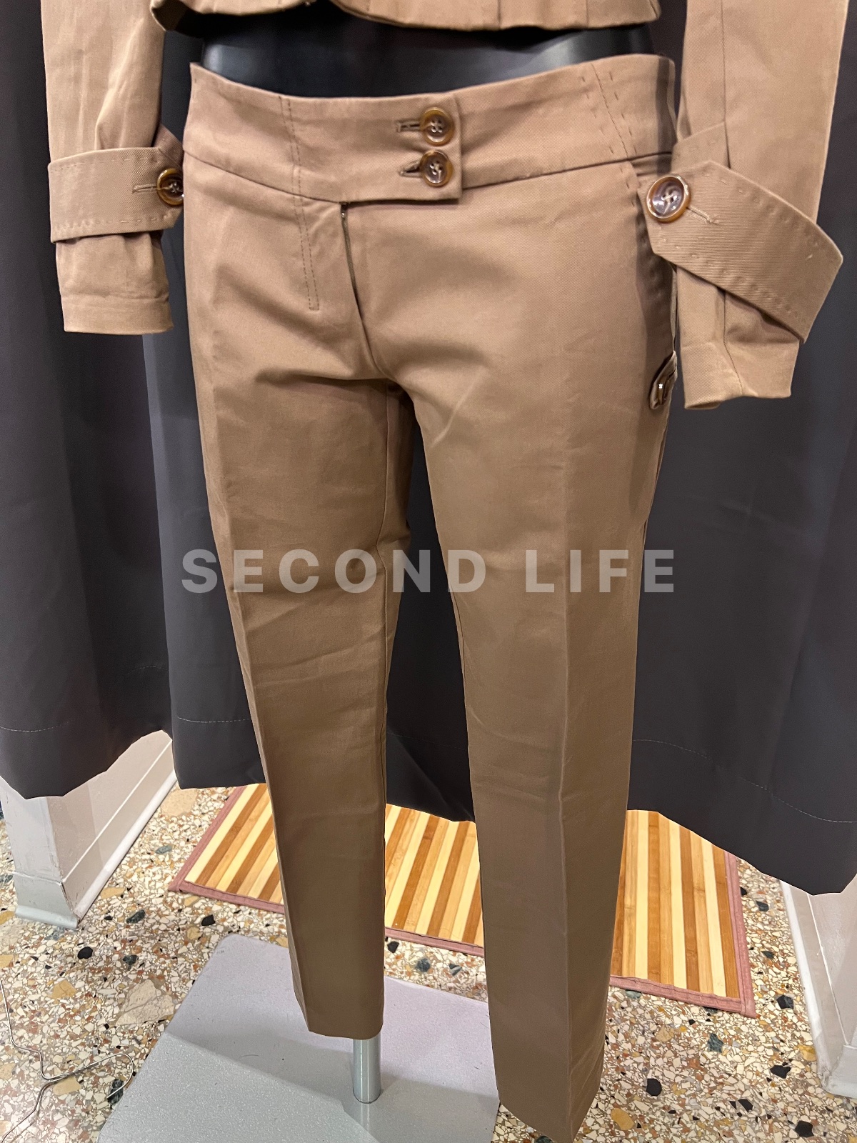 Tailleur AnnaRita N in cotone beige come nuovo, foto 10