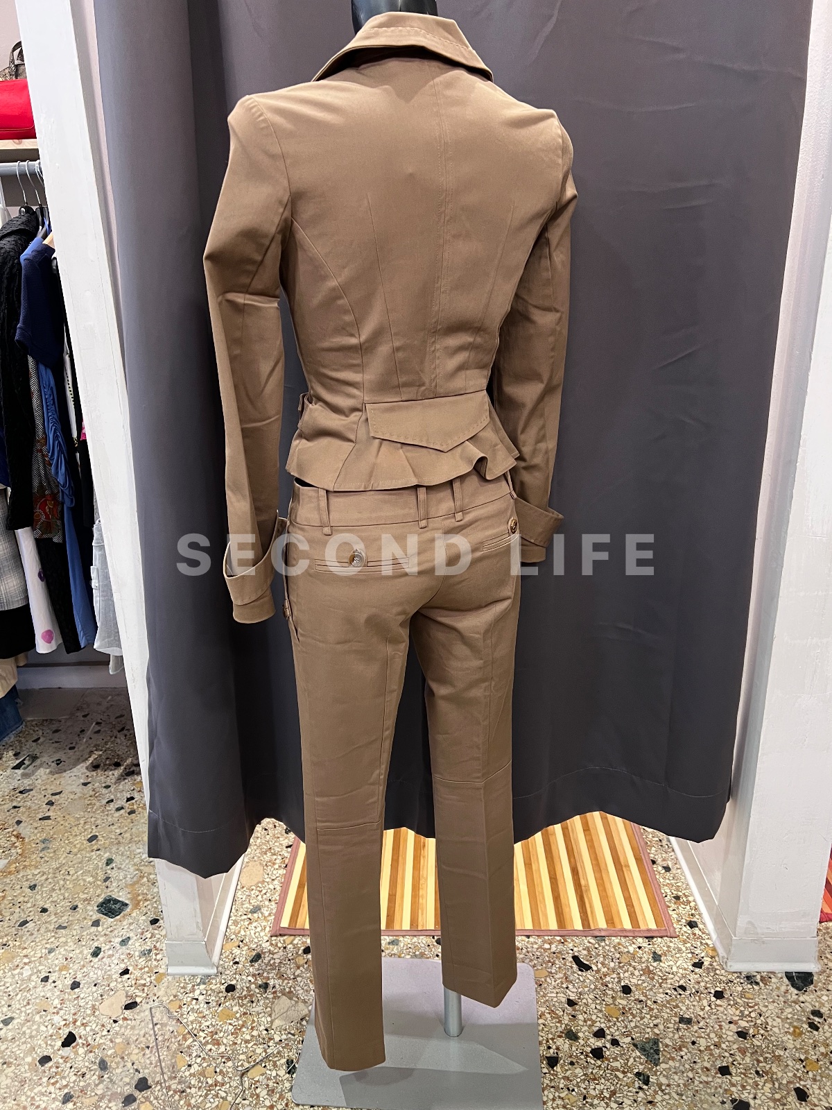 Tailleur AnnaRita N in cotone beige come nuovo, foto 12