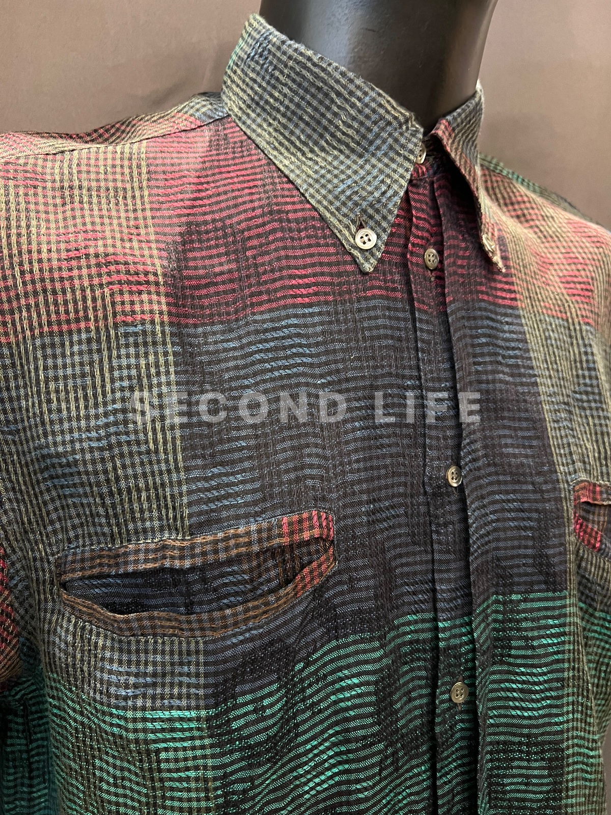 Camicia Enrico Coveri a maniche corte in 100% lino, foto 5