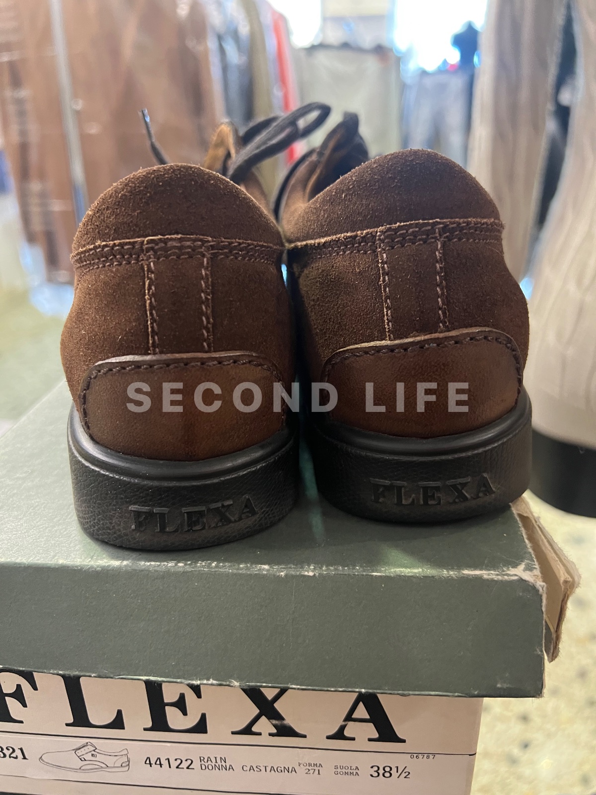 Scarpe stringate Flexa in pelle scamosciata castagna, foto 7