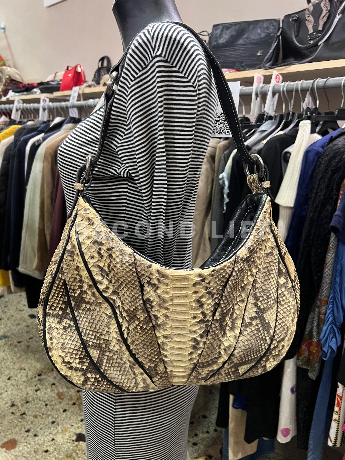 Borsa Silvano Biagini in pelle e pitone
