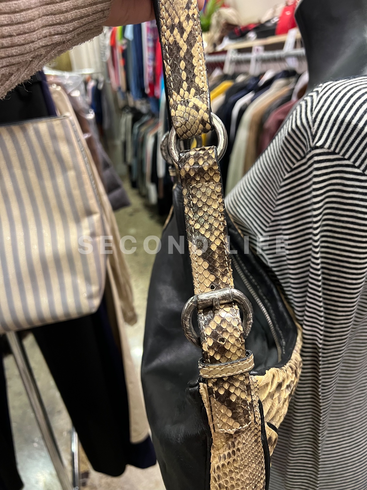 Borsa Silvano Biagini in pelle e pitone, foto 4