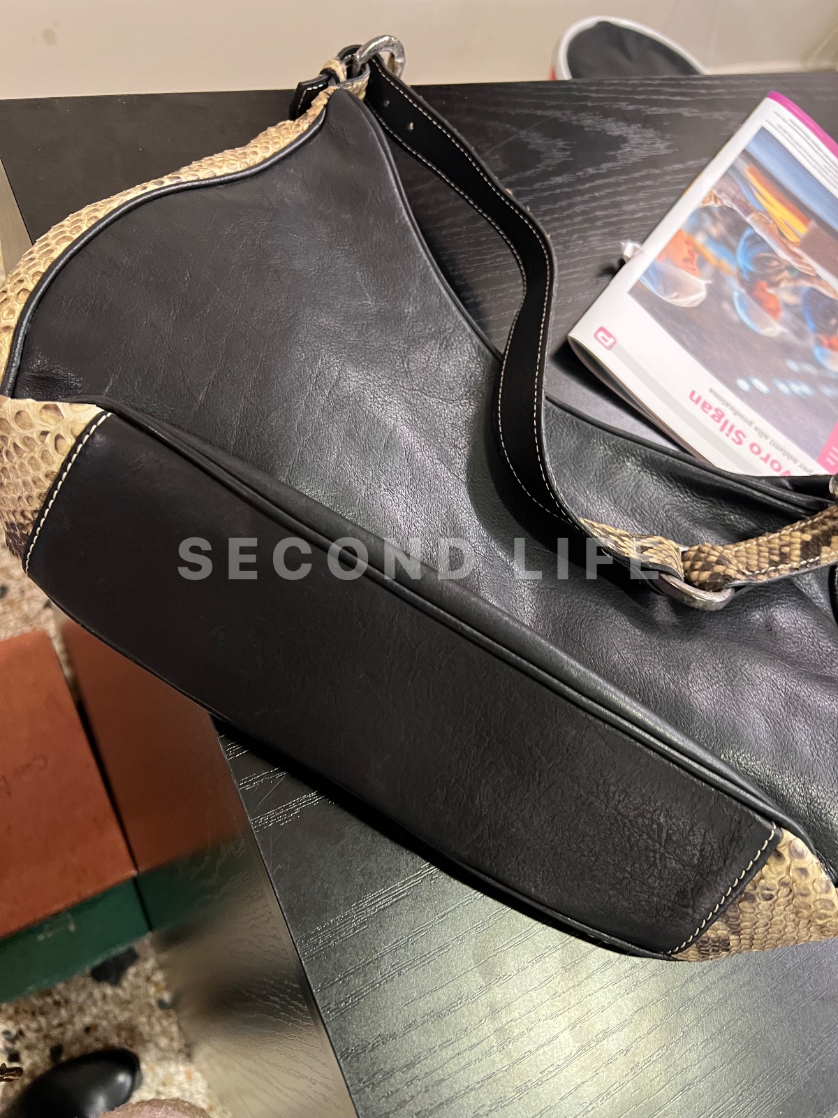 Borsa Silvano Biagini in pelle e pitone, foto 6