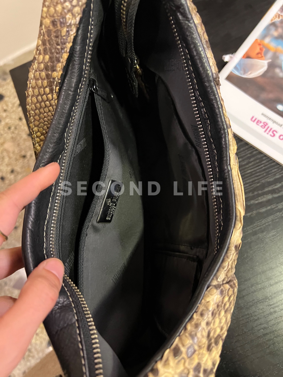 Borsa Silvano Biagini in pelle e pitone, foto 7