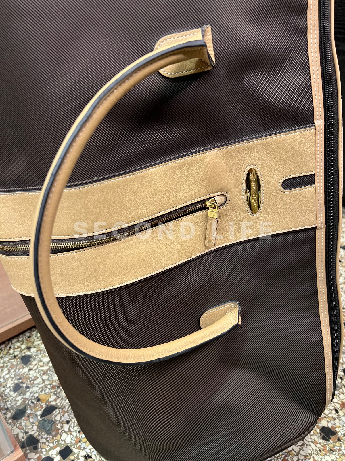 Borsone trolley Samsonite marrone con finiture beige, foto 3