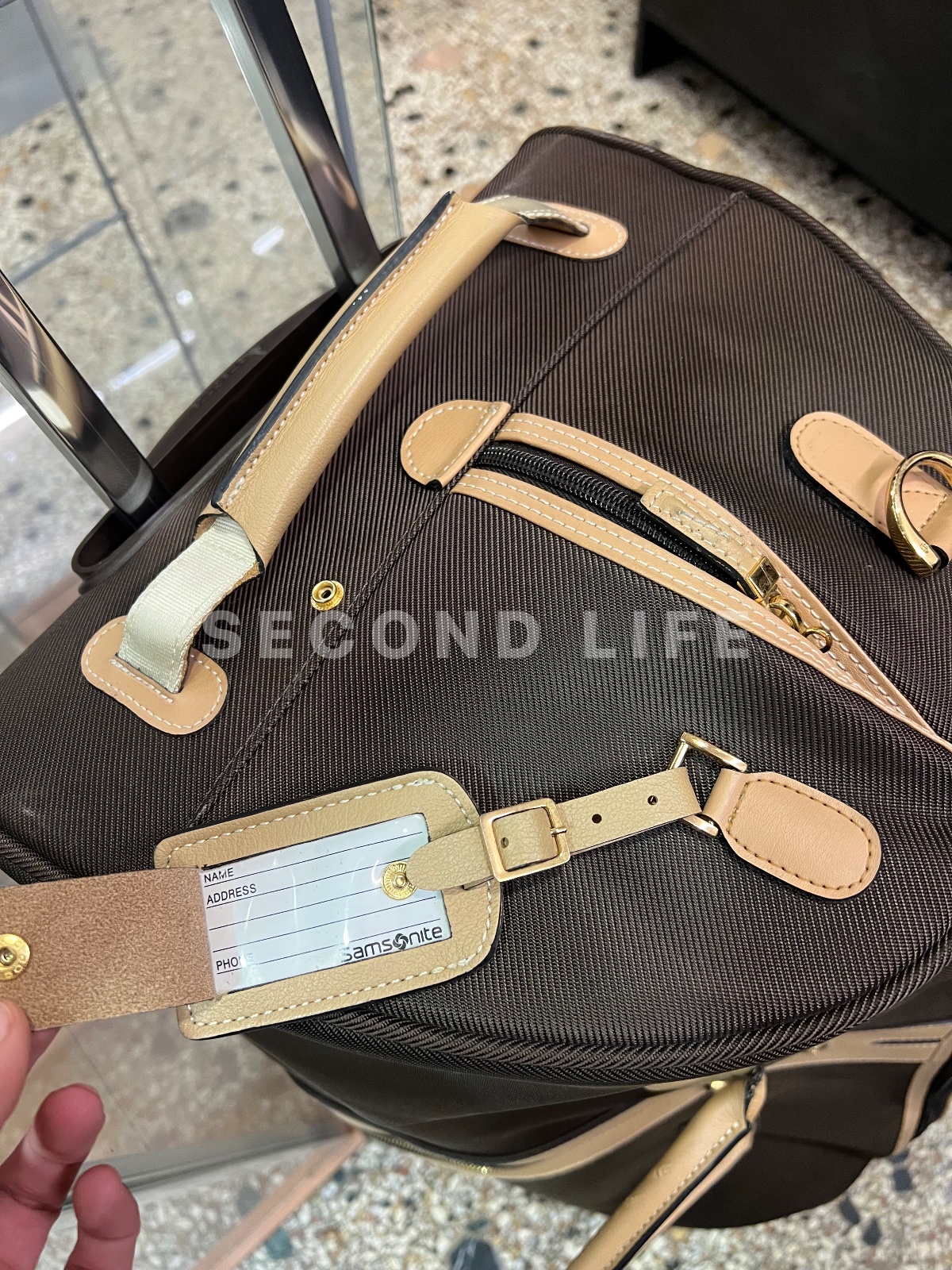 Borsone trolley Samsonite marrone con finiture beige, foto 4