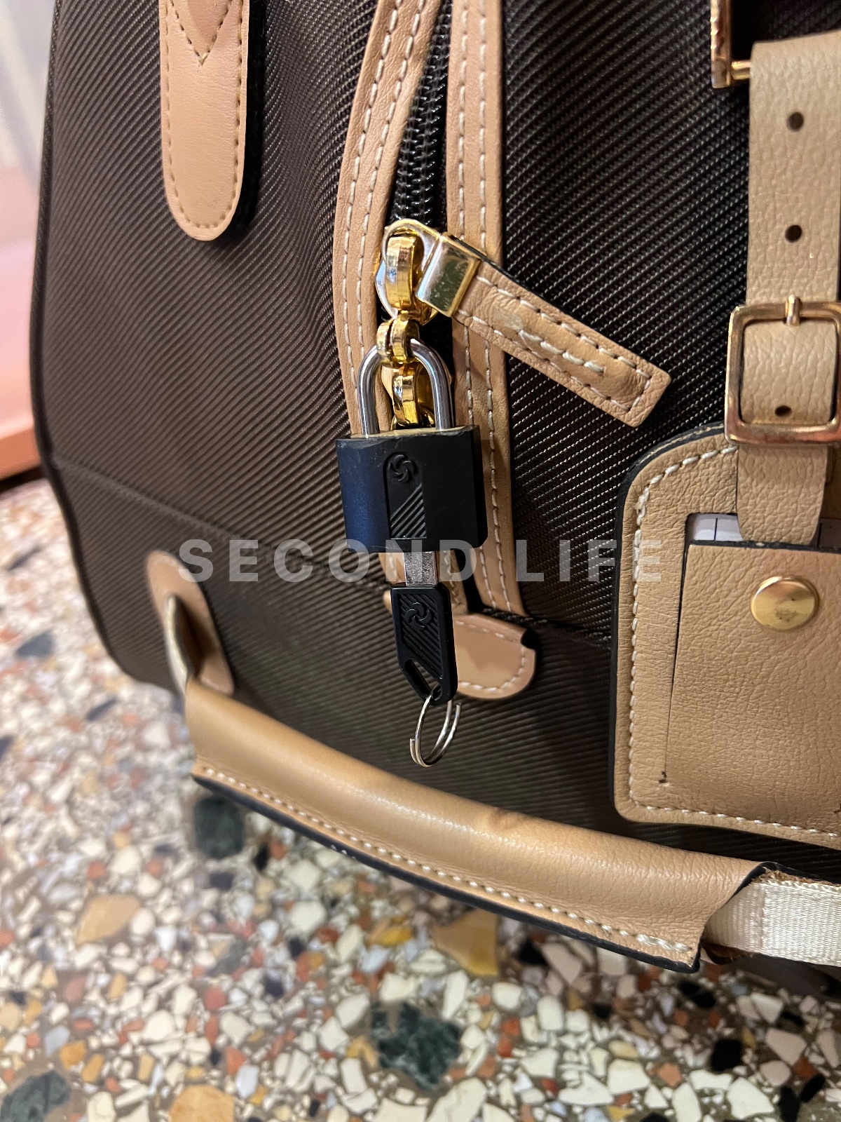 Borsone trolley Samsonite marrone con finiture beige, foto 10