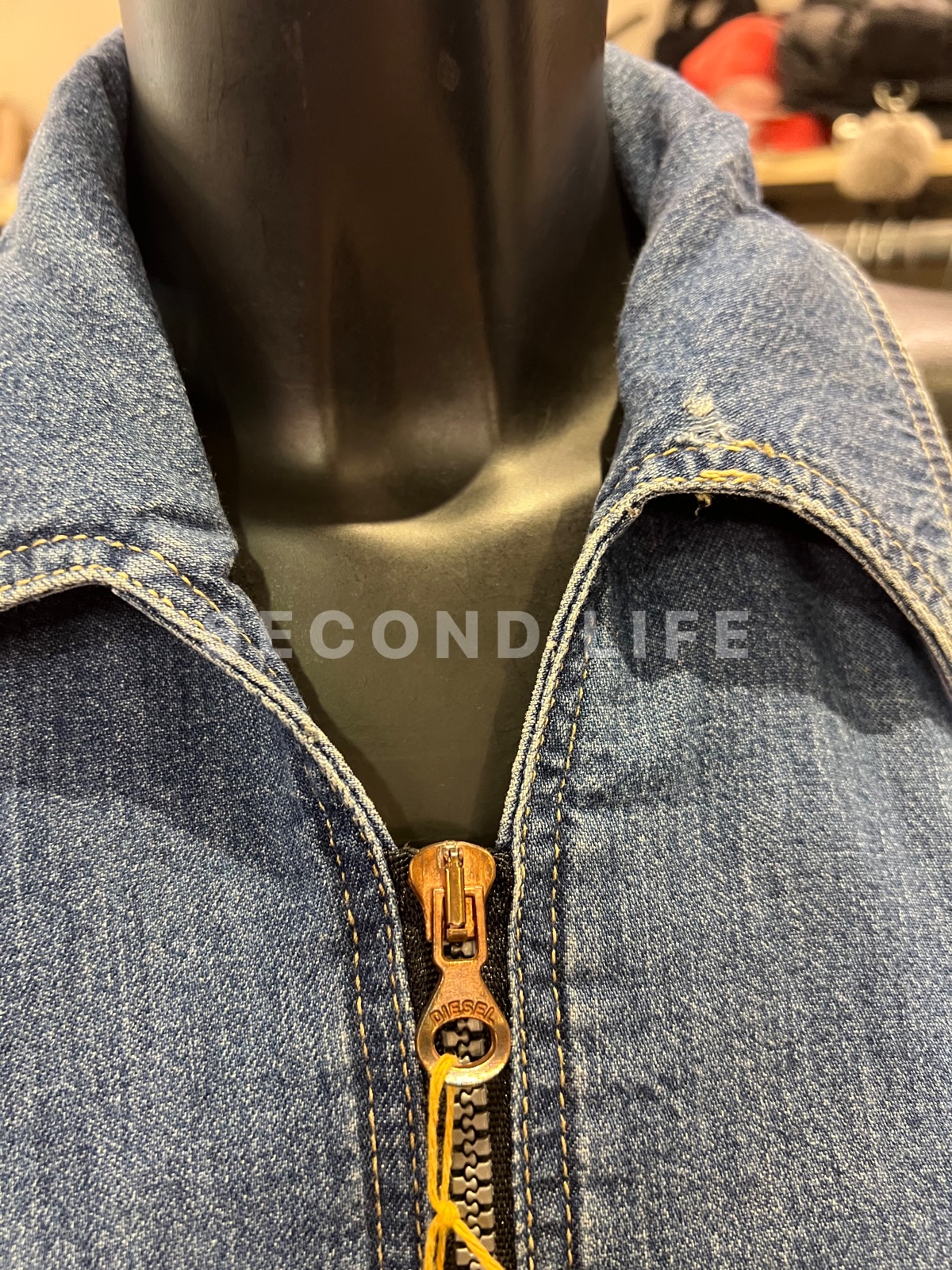 Abito Diesel lungo halter neck in denim, foto 2
