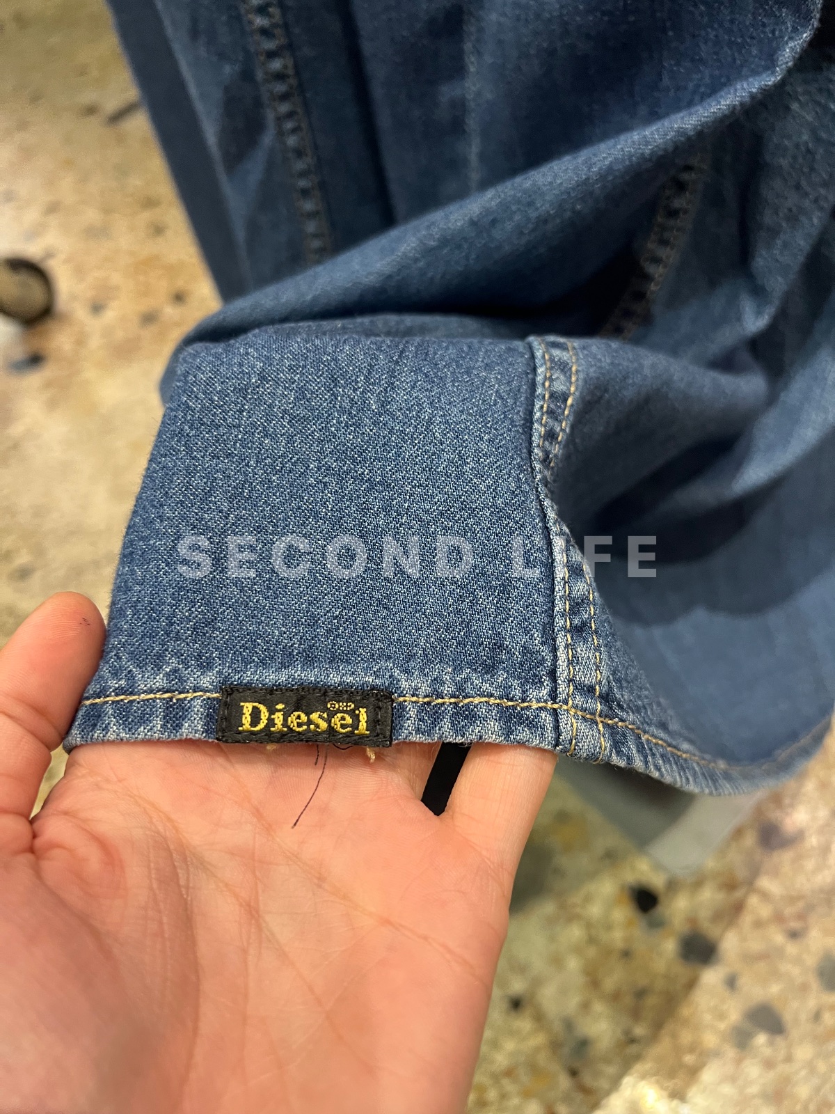 Abito Diesel lungo halter neck in denim, foto 3