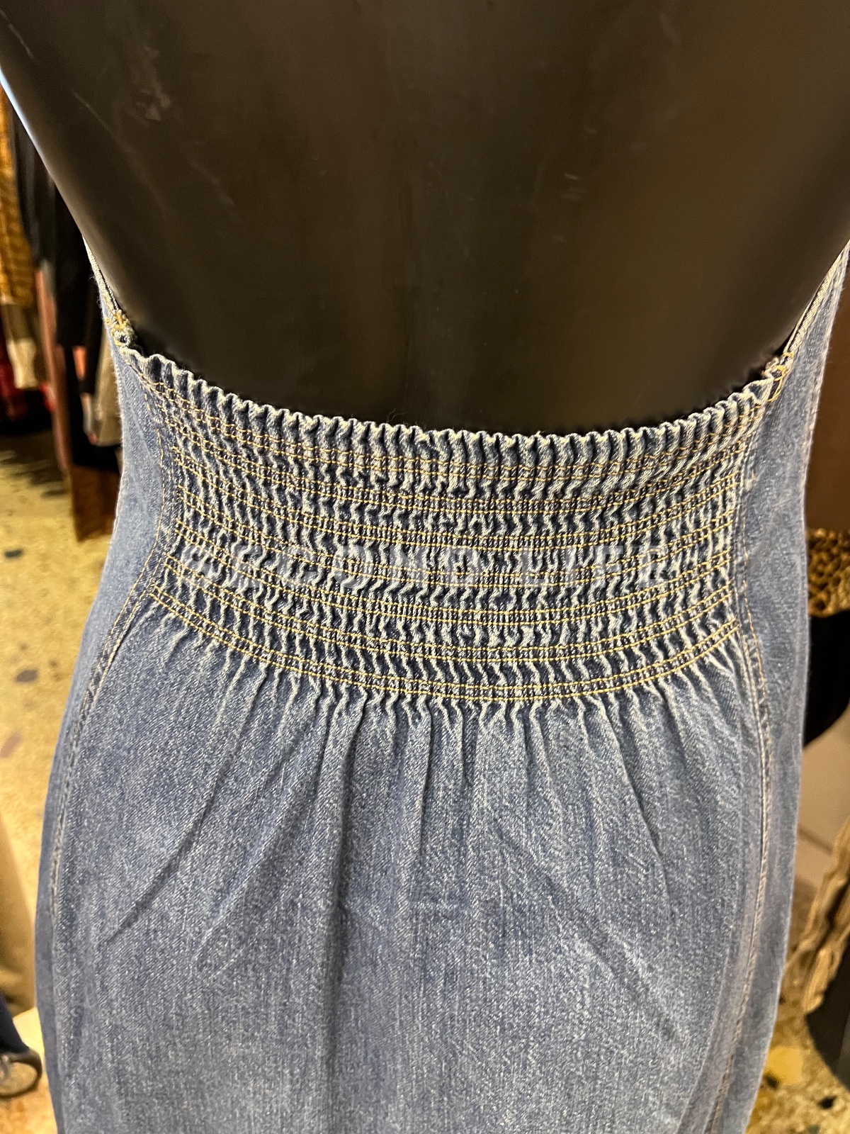 Abito Diesel lungo halter neck in denim, foto 5