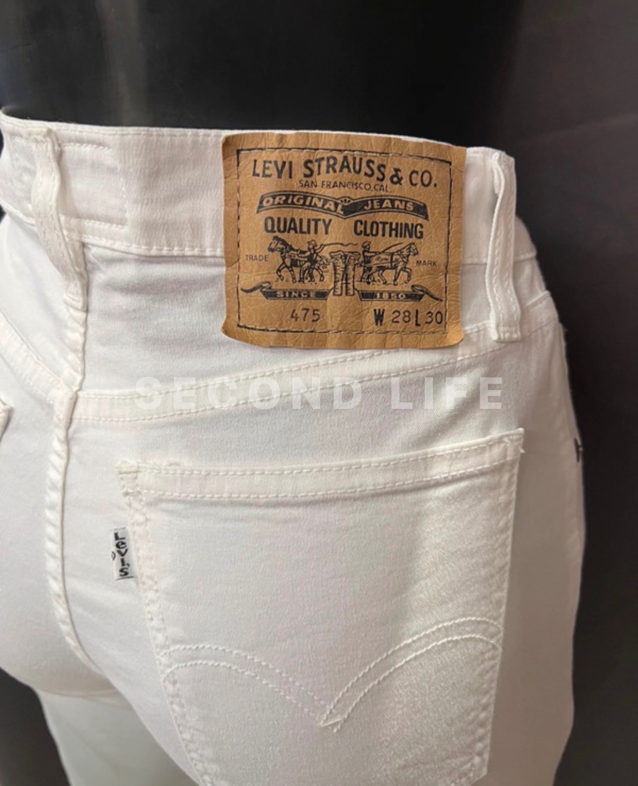 Pantaloni Levi's 475 in misto cotone bianco, foto 2