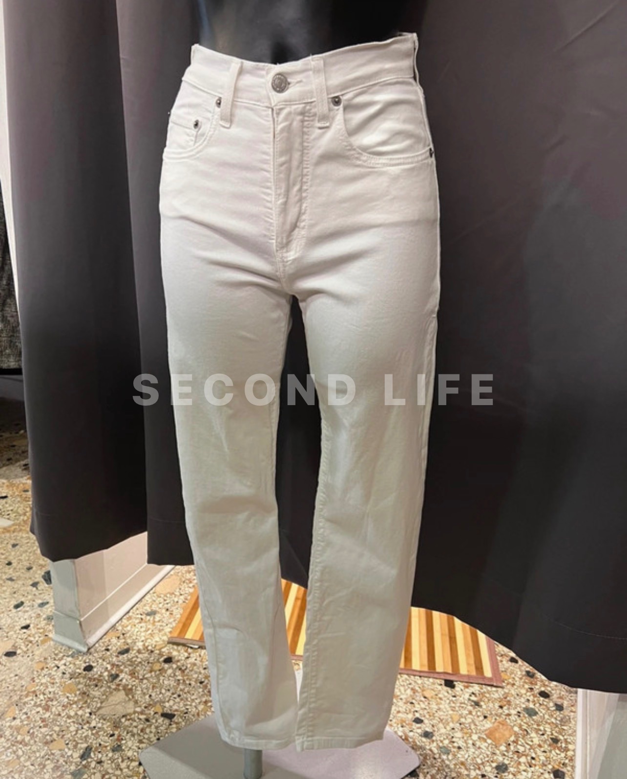 Pantaloni Levi's 475 in misto cotone bianco, foto 5