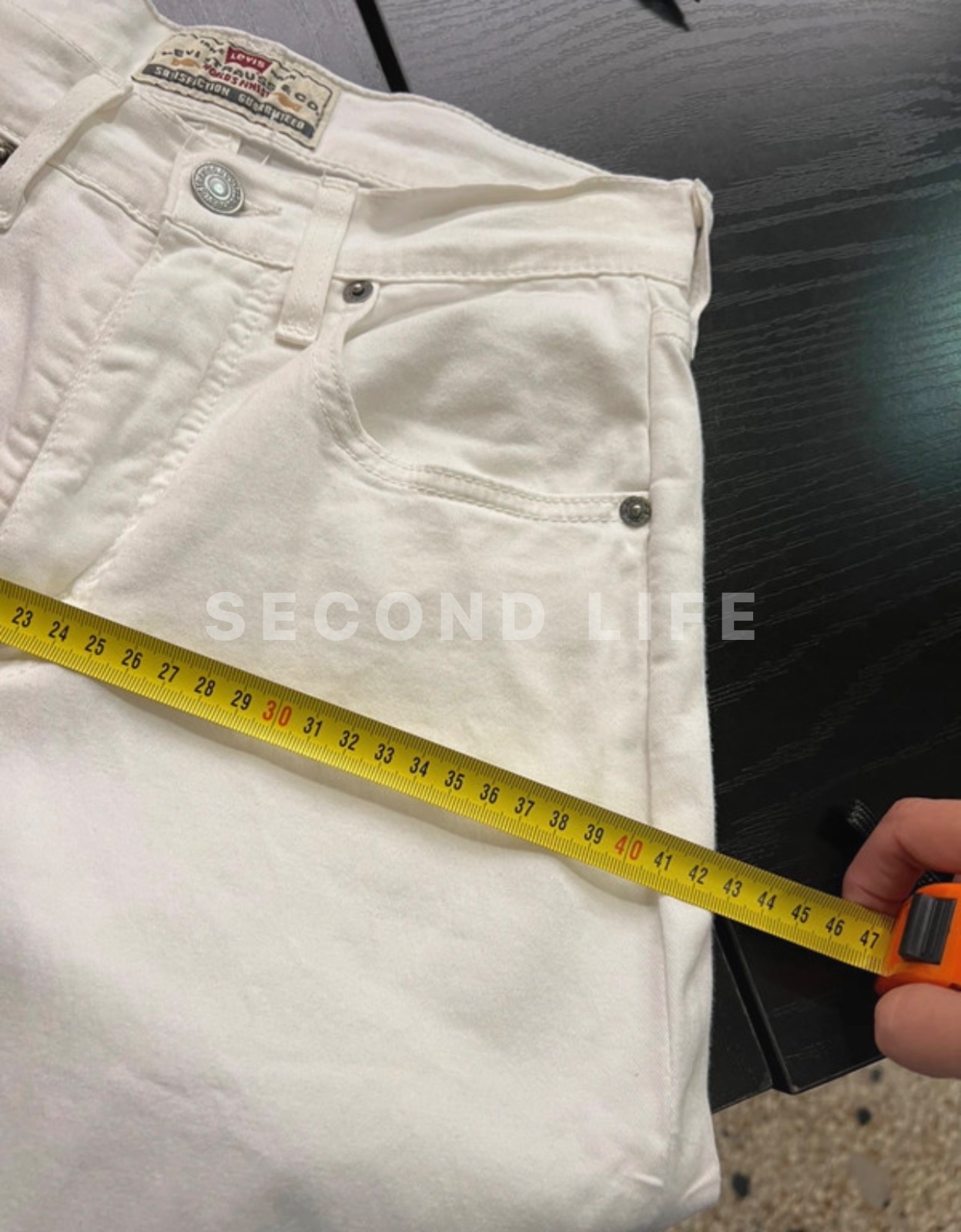 Pantaloni Levi's 475 in misto cotone bianco, foto 7