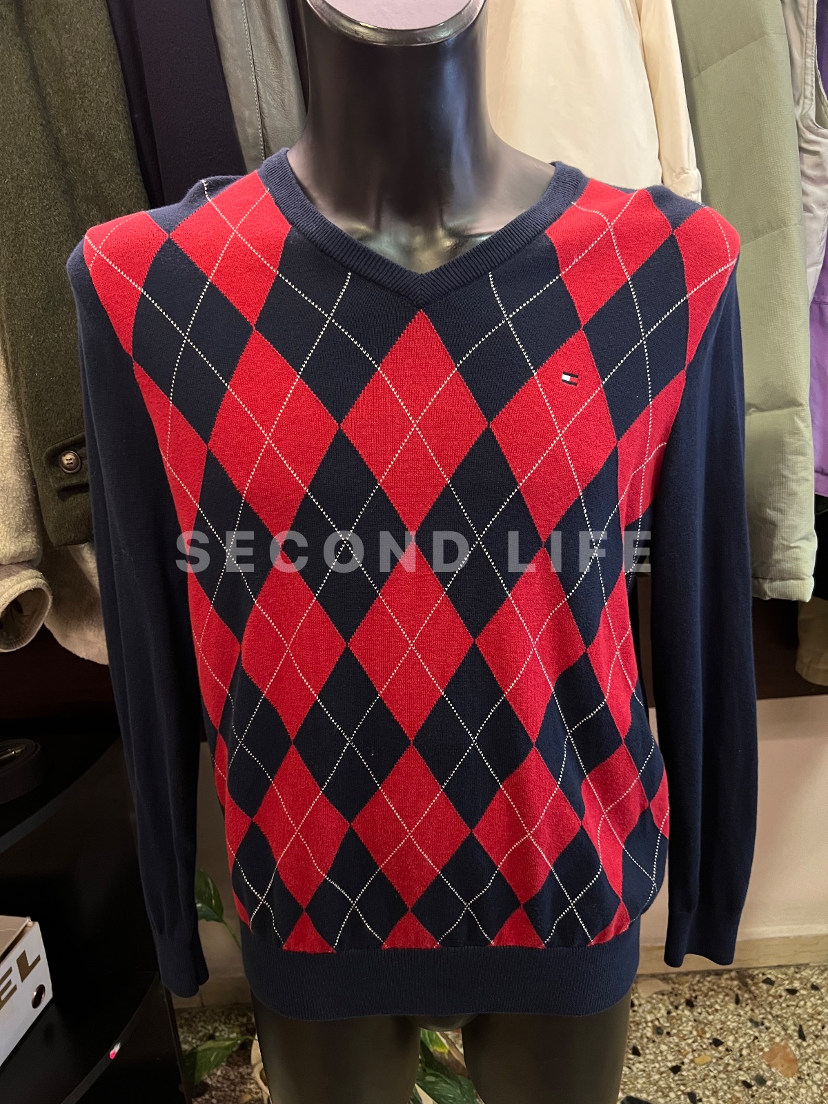 Maglione Tommy Hilfiger a rombi in cotone