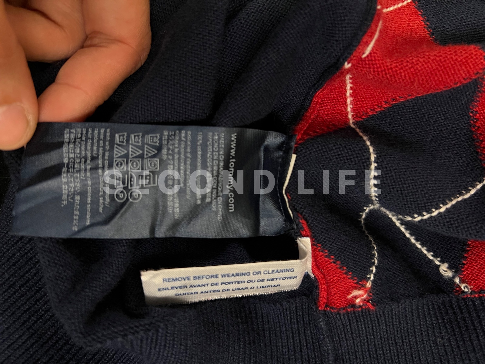 Maglione Tommy Hilfiger a rombi in cotone, foto 3