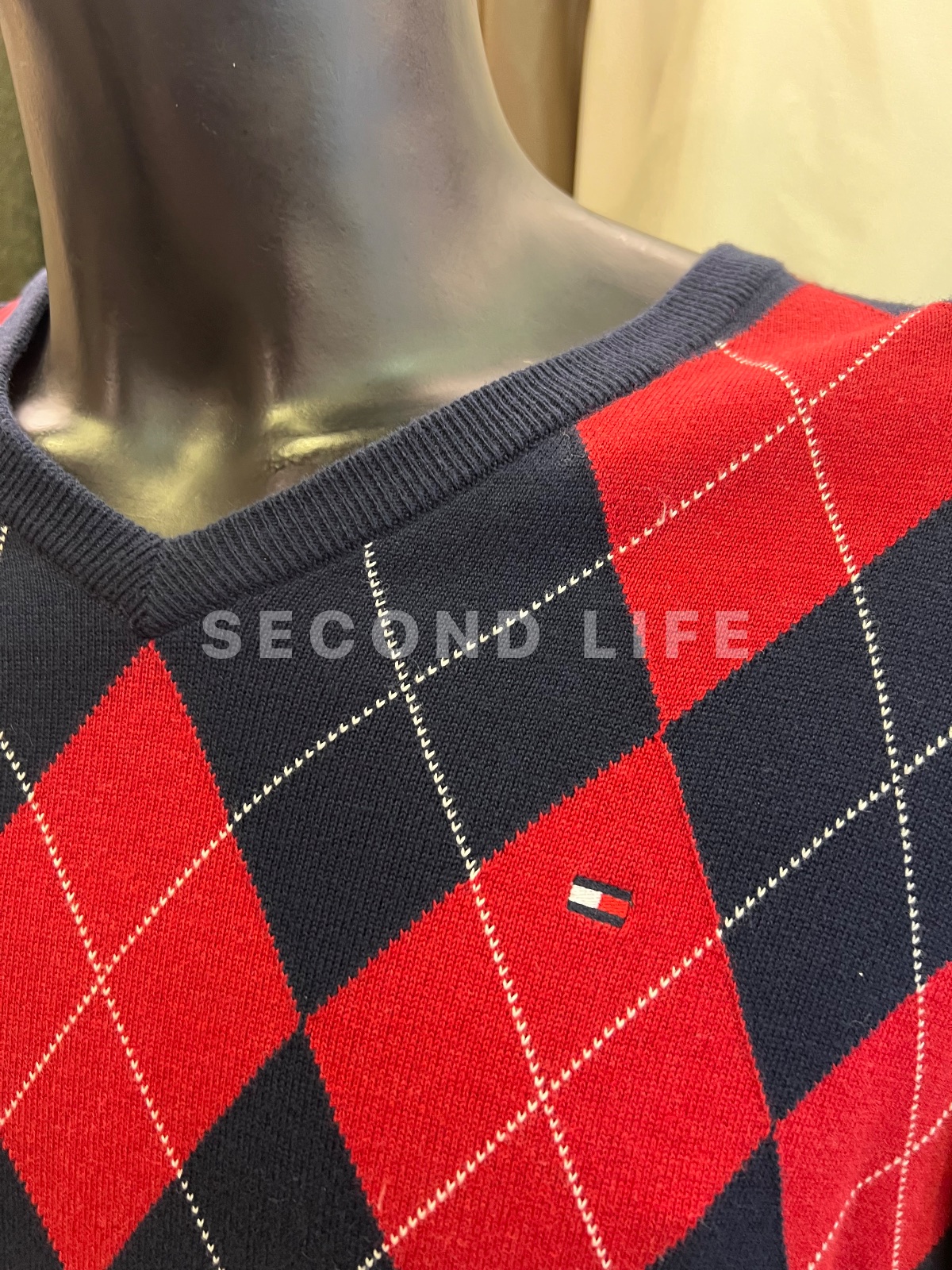 Maglione Tommy Hilfiger a rombi in cotone, foto 4