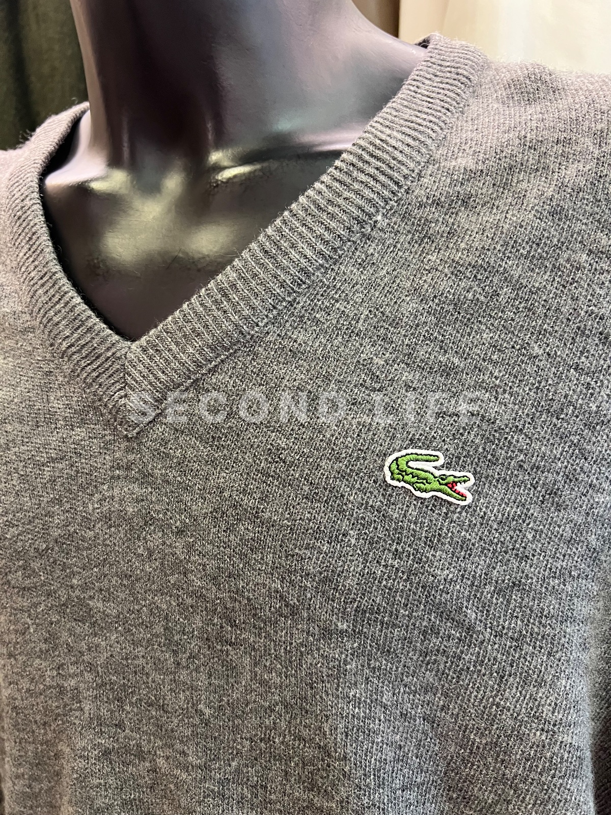 Maglione Chemise Lacoste scollo a V in misto lana, foto 5