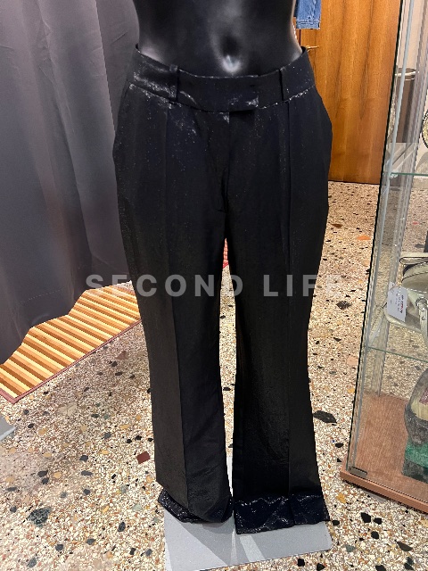 Pantaloni Plein Sud laminati neri in misto acetato