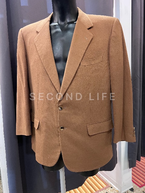 Hermès – Blazer monopetto in 100% Cachemire Cammello – Tg. 54