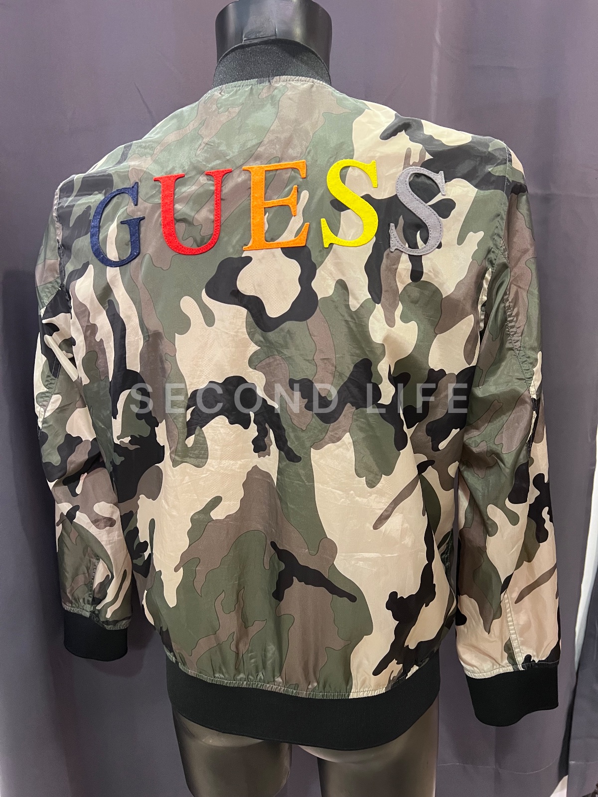 Giacca Bomber Guess Camouflage / Mimetico con Maxilogo - Taglia M, foto 4