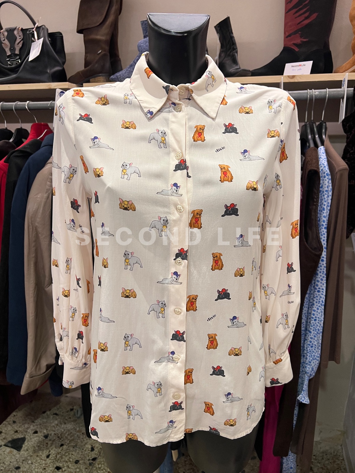 Camicia Dixie con stampa cagnolini in viscosa