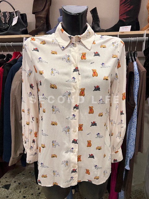 Camicia Dixie con stampa cagnolini in viscosa