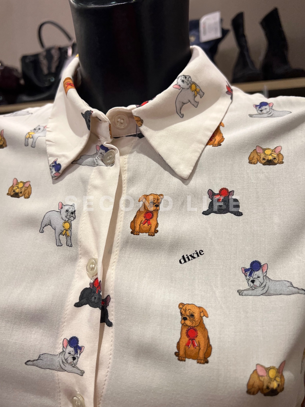 Camicia Dixie con stampa cagnolini in viscosa, foto 4
