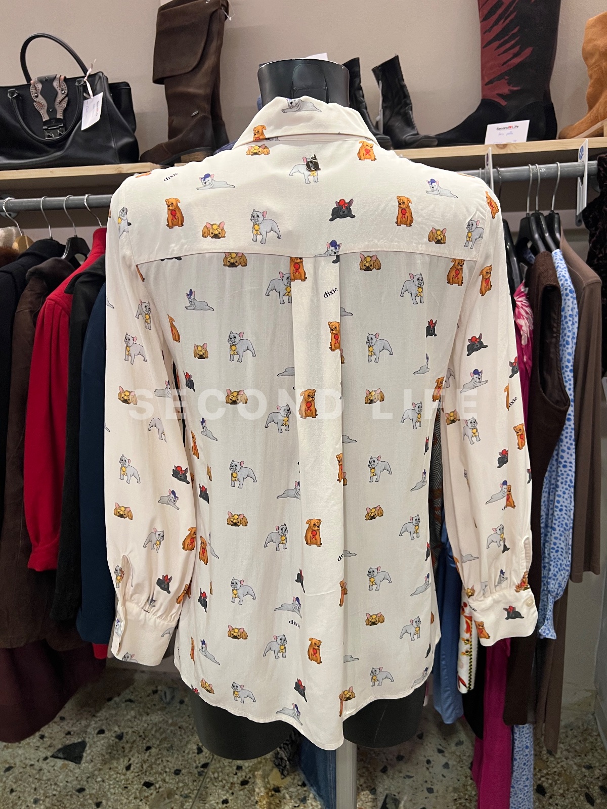 Camicia Dixie con stampa cagnolini in viscosa, foto 5