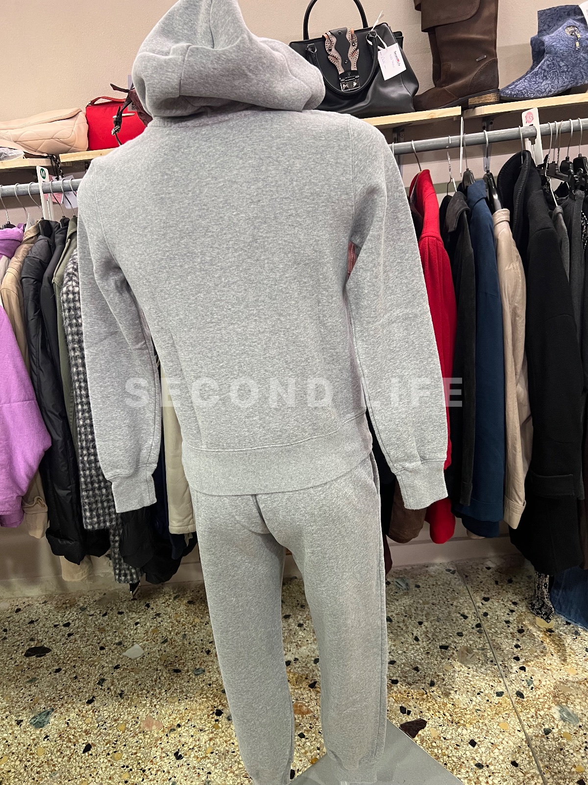 Completo felpa e pantalone Nike in misto cotone grigio, foto 5