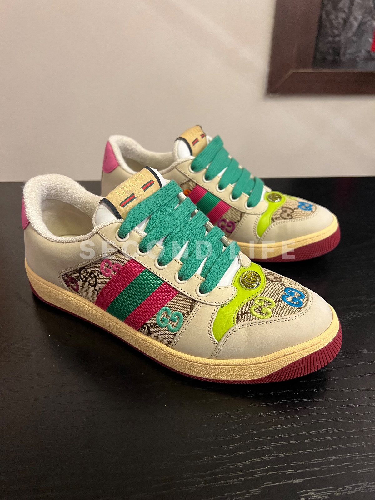 Scarpe Gucci in tessuto e pelle