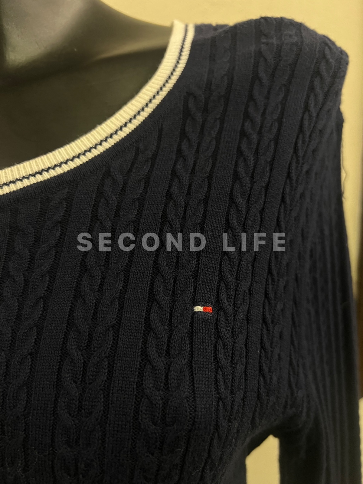 Maglione a treccia Tommy Hilfiger in cotone, foto 3