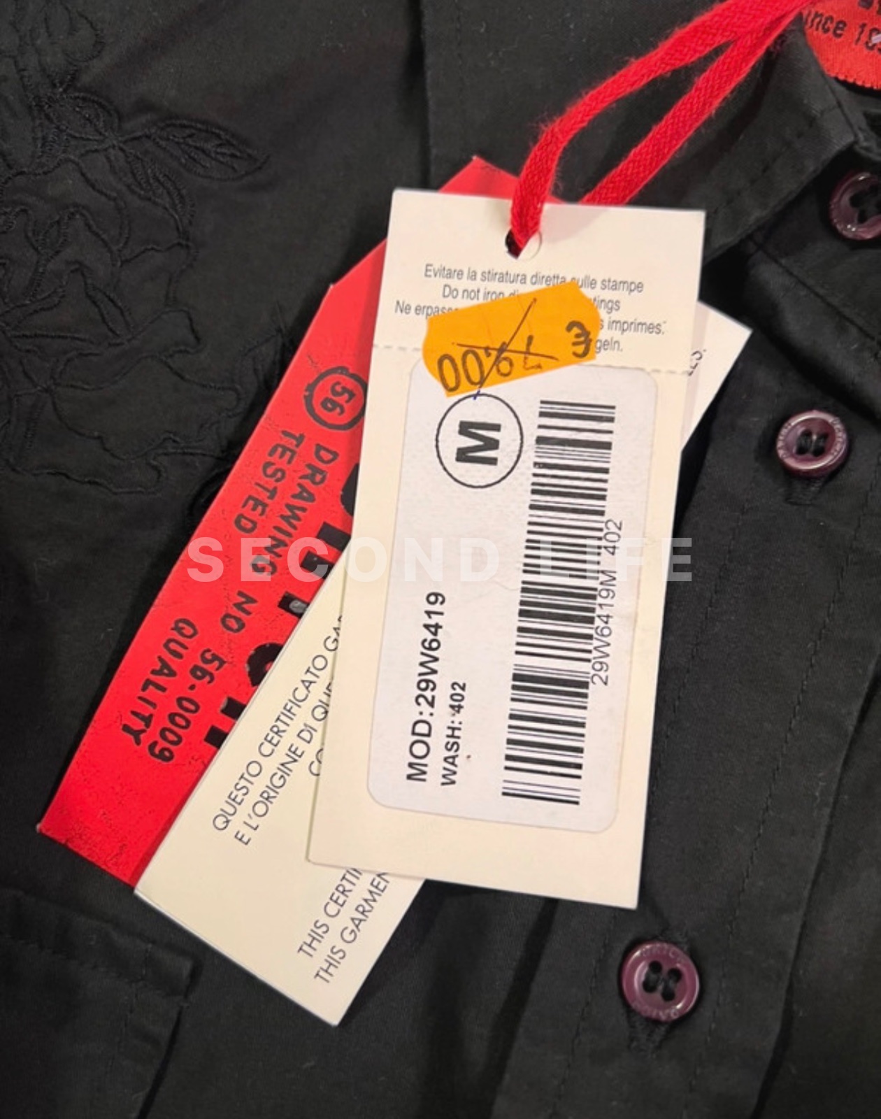 Camicia Datch in cotone nero nuova con cartellino, foto 3