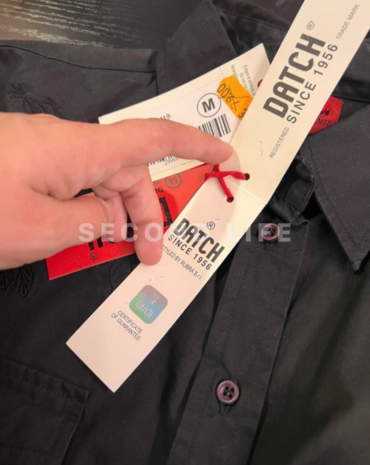 Camicia Datch in cotone nero nuova con cartellino, foto 4